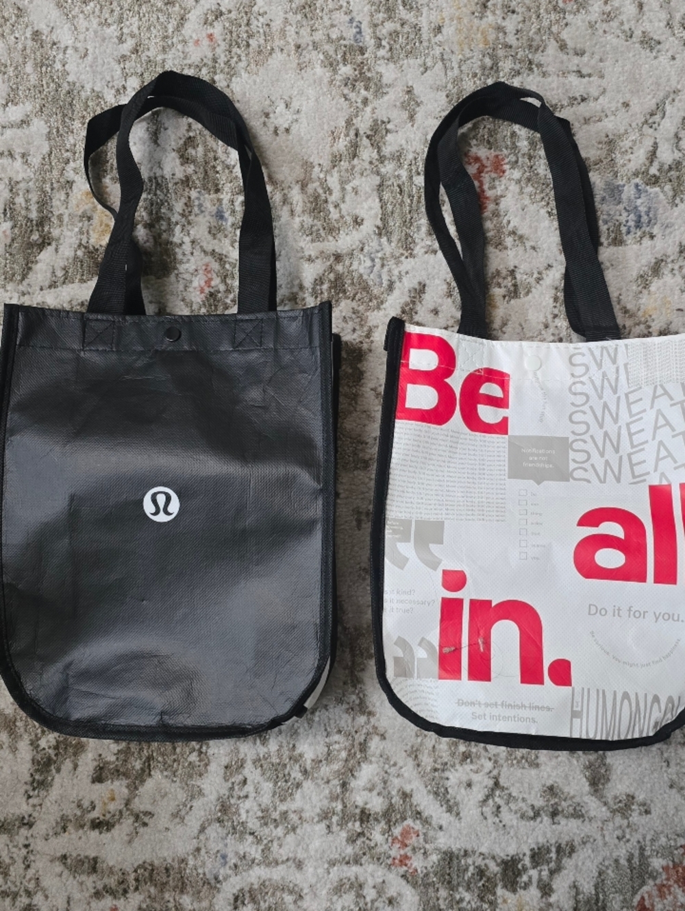 2 Lululemon Black Tote Recyclable Bags